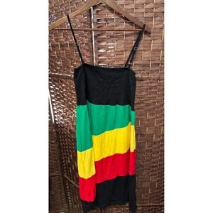 Cynthia Mehur Dress Sleeveless Colorblock Green Yellow Red Size XL